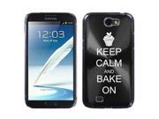 Samsung Galaxy Note 2 II N7100 Black 2F1103 Aluminum Plated Hard Case Keep Calm and Bake On Cupcake