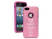 Apple iPhone 5 Pink 5D2660 Aluminum Silicone Case Cover Keep Calm and Fly On Butterfly