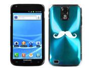 Light Blue Samsung Galaxy S II T989 T mobile Aluminum Plated Hard Back Case Cover J381 Mustache