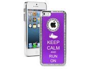Apple iPhone 5 Purple 5S2493 Rhinestone Crystal Bling Aluminum Plated Hard Case Cover Keep Calm and Run On