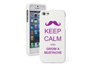 Apple iPhone 5 White Rubber Hard Case Snap on 2 piece Purple Keep Calm and Grow A Mustache Apple iPhone 5 White Rubber Hard Case Snap on 2 piece Purple Keep Calm and Grow A Mustache