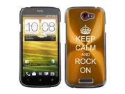 Gold HTC One S 1S Aluminum Plated Hard Back Case Cover M165 Keep Calm and Rock On