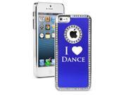 Apple iPhone 5 Blue 5S664 Rhinestone Crystal Bling Aluminum Plated Hard Case Cover I Love Dance
