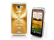 Gold HTC One X Aluminum Plated Hard Back Case Cover P187 Keep Calm and Swim On Swimmer Gold HTC One X Aluminum Plated Hard Back Case Cover P187 Keep Calm and Swim On Swimmer