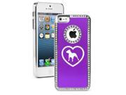 Apple iPhone 5 Purple 5S2753 Rhinestone Crystal Bling Aluminum Plated Hard Case Cover Pitbull Heart