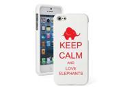 Apple iPhone 5 White Rubber Hard Case Snap on 2 piece Red Keep Calm and Love Elephants