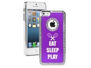 Apple iPhone 5 Purple 5S600 Rhinestone Crystal Bling Aluminum Plated Hard Case Cover Eat Sleep Play Tennis