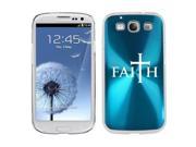 Light Blue Samsung Galaxy S III S3 Aluminum Plated Hard Back Case Cover K1883 Faith Cross