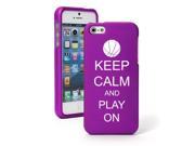 Apple iPhone 5 Purple Rubber Hard Case Snap on 2 piece Keep Calm and Play On Basketball