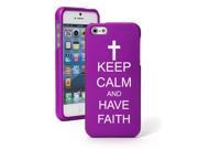 Apple iPhone 5 Purple Rubber Hard Case Snap on 2 piece Keep Calm and Have Faith Cross