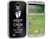 Black Samsung Galaxy S4 S IV i9500 Aluminum Plated Hard Back Case Cover KK335 Keep Calm and Go To The Beach Sandals