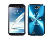 Samsung Galaxy Note 2 II N7100 Light Blue 2F2108 Aluminum Plated Hard Case Valentine Heart Cupcake