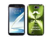 Samsung Galaxy Note 2 II N7100 Green 2F1277 Aluminum Plated Hard Case Keep Calm and Grow a Mustache