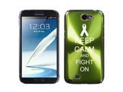 Samsung Galaxy Note 2 II N7100 Green 2F1502 Aluminum Plated Hard Case Keep Calm Fight On Cancer
