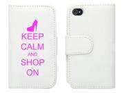 White Apple iPhone 5 5LP643 Leather Wallet Case Cover Pink Keep Calm and Shop On High Heel