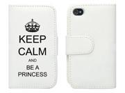 White Apple iPhone 4 4S 4G LP235 Leather Wallet Case Cover Black Keep Calm and Be A Princess