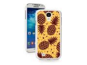 Samsung Galaxy S4 White JW443 Hard Back Case Cover Color Brown Pineapple Pattern on Yellow