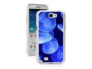 Samsung Galaxy Note 2 II White Hard Case Cover FW326 Color Light Blue Jellyfish