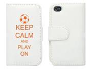 White Apple iPhone 5 5LP569 Leather Wallet Case Cover Orange Keep Calm and Play On Soccer