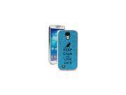 Light Blue Samsung Galaxy S4 SIV Glitter Bling Hard Case Cover GK297 Keep Calm and Love Cats