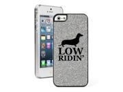 Silver Apple iPhone 5 5s Glitter Bling Hard Case Cover 5G679 Low Ridin Dachshund Dog