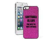 Hot Pink Apple iPhone 5 5s Glitter Bling Hard Case Cover 5G771 Softball is Life