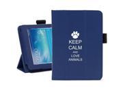 Samsung Galaxy Tab 3 7.0 7 Blue Leather Case Cover Stand Keep Calm and Love Animals