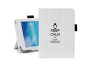 Samsung Galaxy Tab 3 7.0 7 White Leather Case Cover Stand Keep Calm and Love Penguins