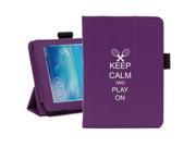 Samsung Galaxy Tab 3 7.0 7 Purple Leather Case Cover Stand Keep Calm and Play On Tennis