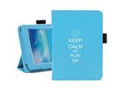 Samsung Galaxy Tab 3 7.0 7 Light Blue Leather Case Cover Stand Keep Calm and Play On Volleyball