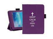 Samsung Galaxy Tab 3 7.0 7 Purple Leather Case Cover Stand Keep Calm and Pray On