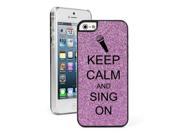 Purple Apple iPhone 5c Glitter Bling Hard Case Cover CG541 Keep Calm and Sing On