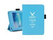 Samsung Galaxy Tab 3 7.0 7 Light Blue Leather Case Cover Stand Keep Calm and Cook On Chef Knives