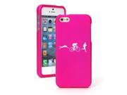 Apple iPhone 5 5s Snap On 2 Piece Rubber Hard Case Cover Iron Athlete Swim Bike Run Hot Pink