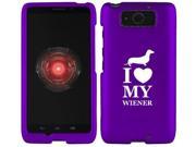 Motorola Droid MAXX XT1080M Snap On 2 Piece Rubber Hard Case Cover I Love My Wiener Dachshund Purple
