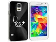 Samsung Galaxy S5 Aluminum Plated Hard Back Case Cover Heart Stethoscope Nurse Doctor Black