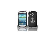 Samsung Galaxy S III S3 MINI i8190 Snap On 2 Piece Rubber Hard Case Cover Anchor with Rope Black