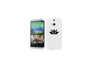 HTC ONE M8 Snap On 2 Piece Rubber Hard Case Cover Yoga Lotus Icon White