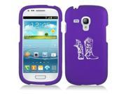 Samsung Galaxy S III S3 MINI i8190 Snap On 2 Piece Rubber Hard Case Cover Cowboy Cowgirl Boots Purple