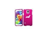 Samsung Galaxy S5 Snap On 2 Piece Rubber Hard Case Cover Dachshund Hot Pink