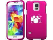 Samsung Galaxy S5 Snap On 2 Piece Rubber Hard Case Cover Drum Set Hot Pink