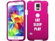 Samsung Galaxy S5 Snap On 2 Piece Rubber Hard Case Cover Eat Sleep Play Basketball Hot Pink