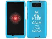 Motorola Droid MAXX XT1080M Snap On 2 Piece Rubber Hard Case Cover Keep Calm and Love Pandas Light Blue