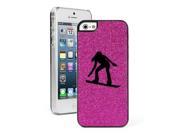 Apple iPhone 5 5s Glitter Bling Hard Case Cover Female Snowboarder Hot Pink