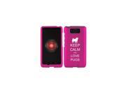 Motorola Droid MAXX XT1080M Snap On 2 Piece Rubber Hard Case Cover Keep Calm and Love Pugs Hot Pink