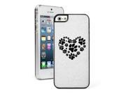 Apple iPhone 5 5s Glitter Bling Hard Case Cover Heart Paw Print White