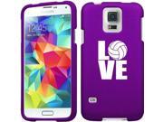 Samsung Galaxy S5 Snap On 2 Piece Rubber Hard Case Cover Love Volleyball Purple
