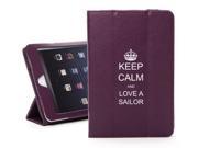 Apple iPad Air Purple Leather Magnetic Smart Case Cover Stand Keep Calm and Love A Sailor