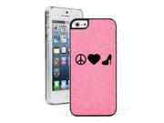 Apple iPhone 5c Glitter Bling Hard Case Cover Peace Love High Heel Pink