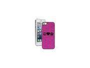 Apple iPhone 5c Glitter Bling Hard Case Cover Peace Love Paw Print Hot Pink